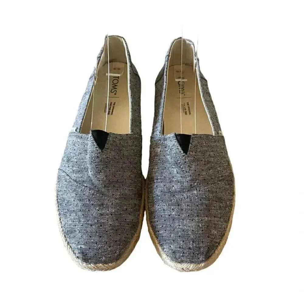Toms Women's Deconstructed Alpargata Chambray Navy Ankle-High Canvas SZ 10